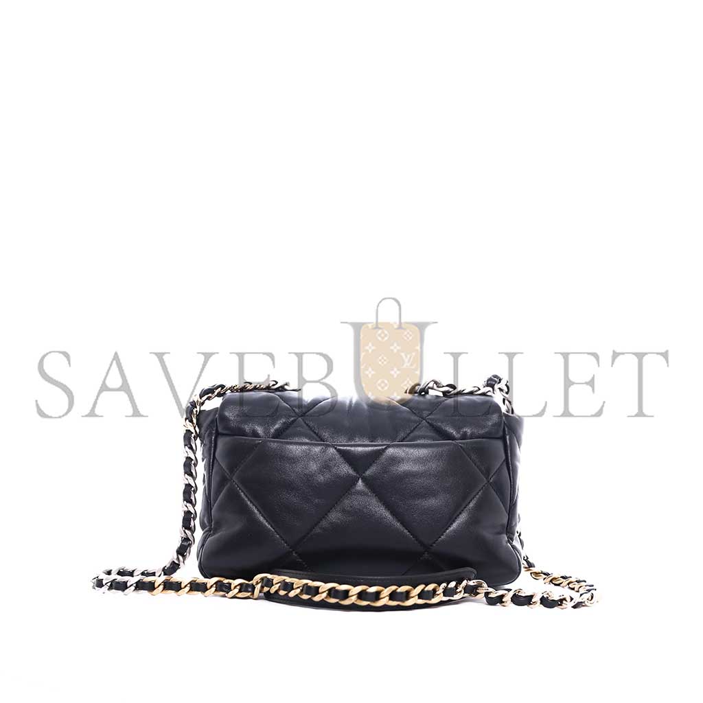 CHANEL 19 FLAP BAG BLACK LAMBSKIN MIXED HARDWARE AS1160 (26*16*9cm)